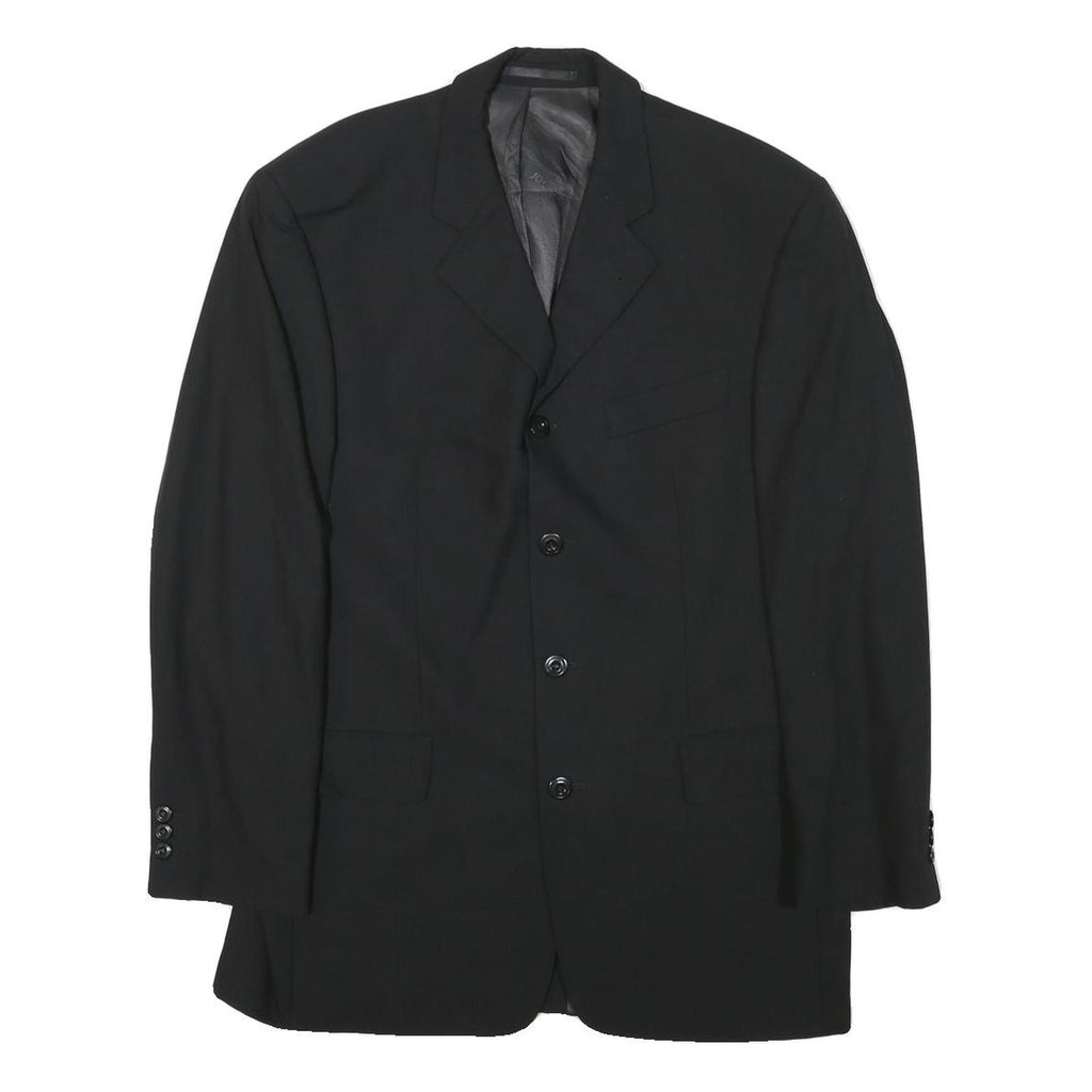 JOOP Mens Black Wool Blend Classic Jacket S Button Closure Tailored Plain