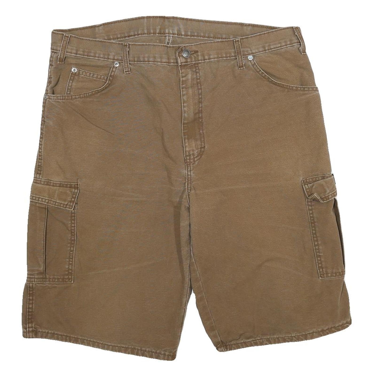 DICKIES Mens Shorts Brown Cargo Cotton Blend 3XL W38 Workwear Relaxed Fit