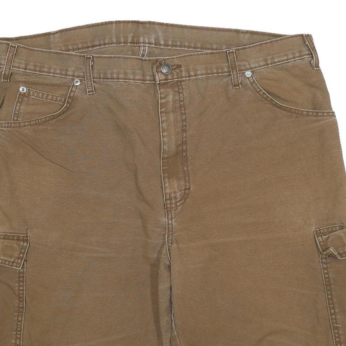 DICKIES Mens Shorts Brown Cargo Cotton Blend 3XL W38 Workwear Relaxed Fit