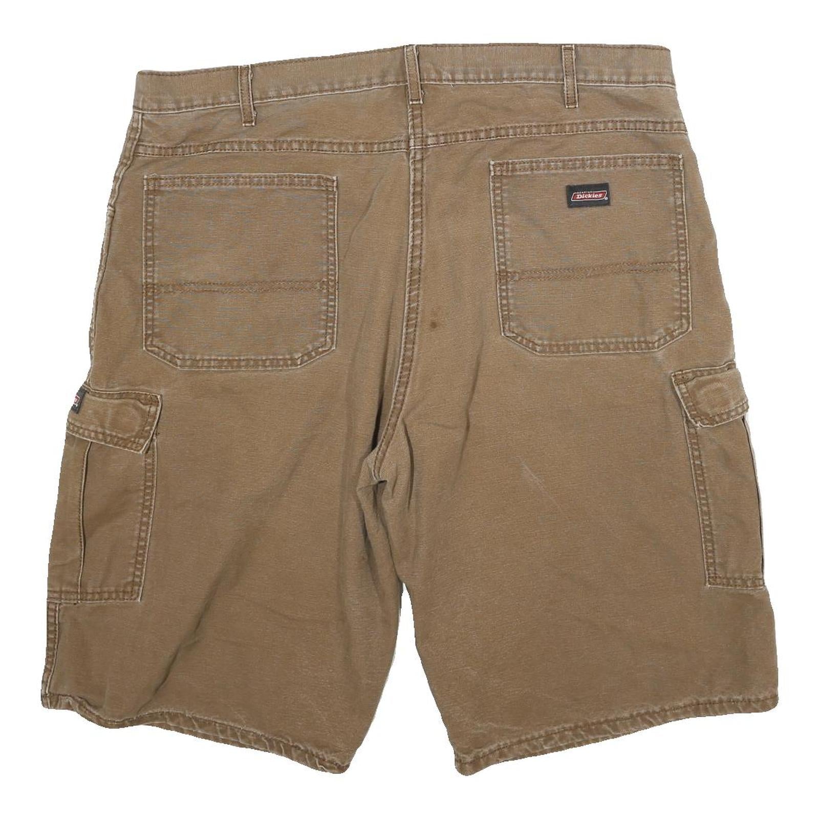 DICKIES Mens Shorts Brown Cargo Cotton Blend 3XL W38 Workwear Relaxed Fit