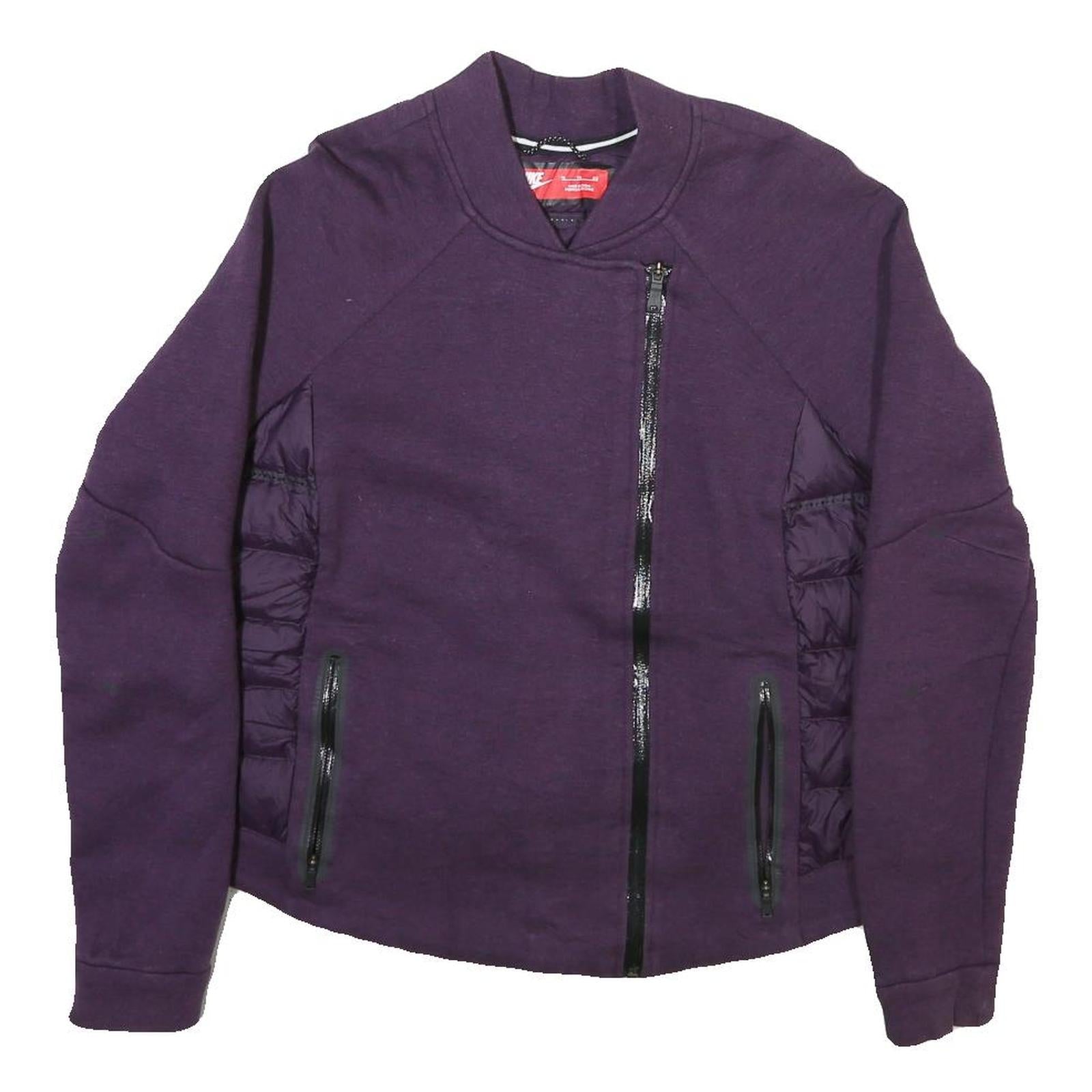NIKE Womens Purple Jacket XL Polyester Blend Zip Plain Casual Sportswear