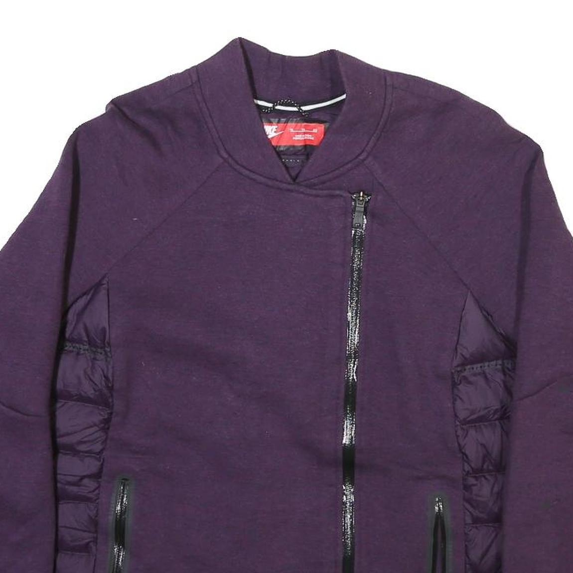 NIKE Womens Purple Jacket XL Polyester Blend Zip Plain Casual Sportswear