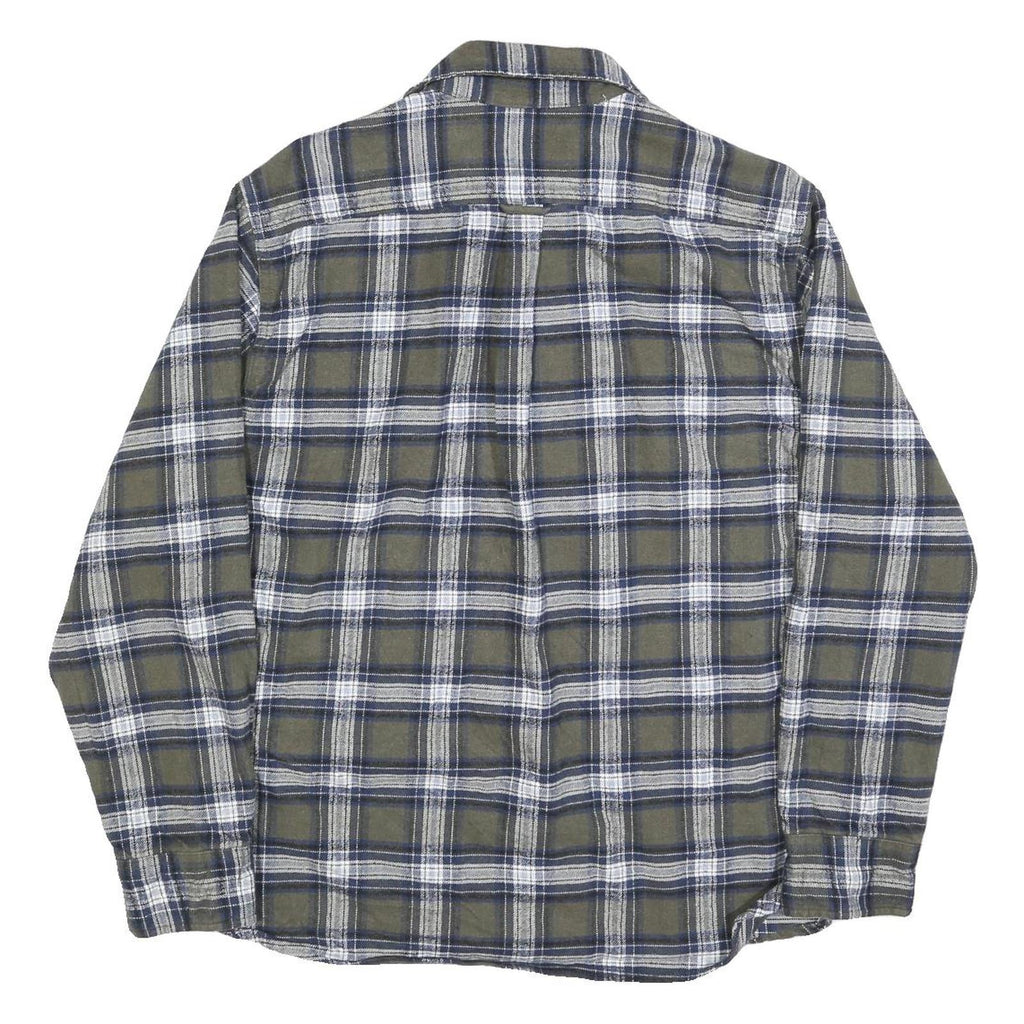 JACHS Mens Green & Blue Check Shirt XL Button Long Sleeve Casual Cotton Blend