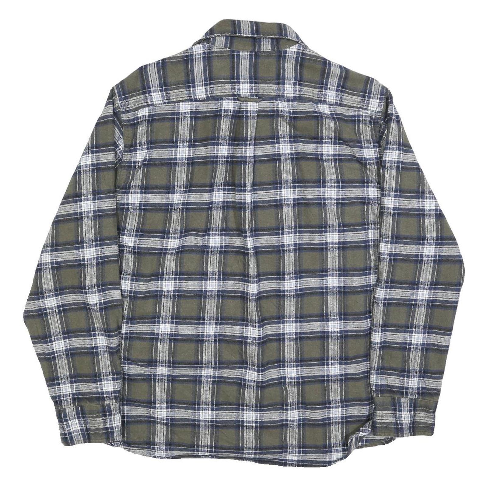 JACHS Mens Green & Blue Check Shirt XL Button Long Sleeve Casual Cotton Blend
