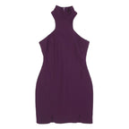 CINQ A SEPT Womens Purple Polyester Blend Bodycon Sleeveless High Neck Mini