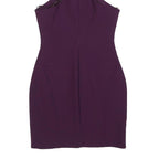 CINQ A SEPT Womens Purple Polyester Blend Bodycon Sleeveless High Neck Mini