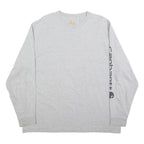 CARHARTT Mens Grey XL Long Sleeve Crew Neck Cotton Logo Print T-Shirt