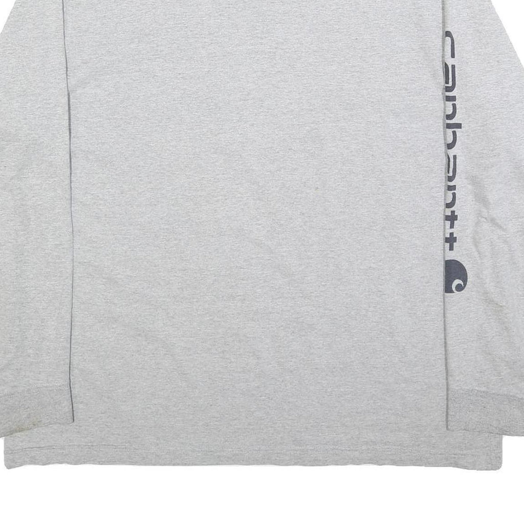CARHARTT Mens Grey XL Long Sleeve Crew Neck Cotton Logo Print T-Shirt
