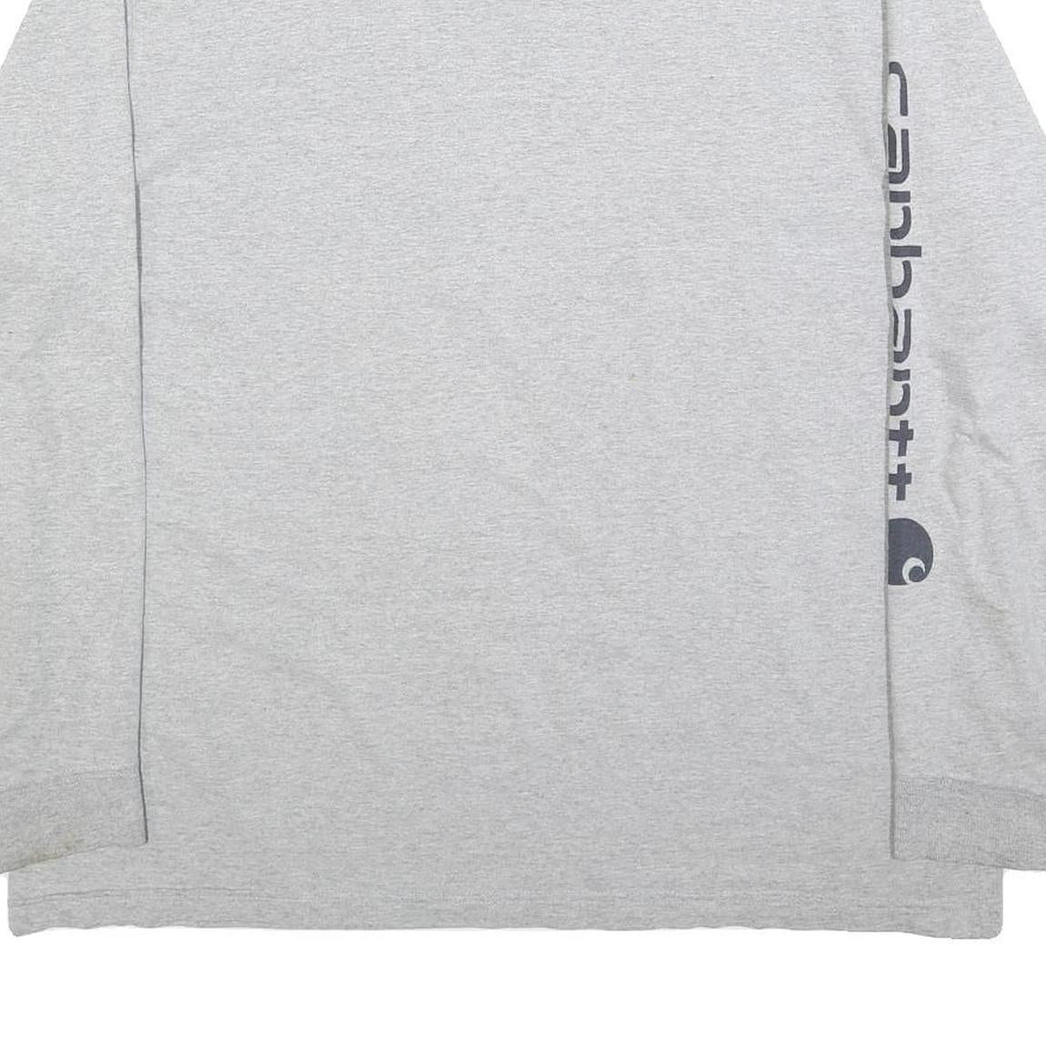 CARHARTT Mens Grey XL Long Sleeve Crew Neck Cotton Logo Print T-Shirt