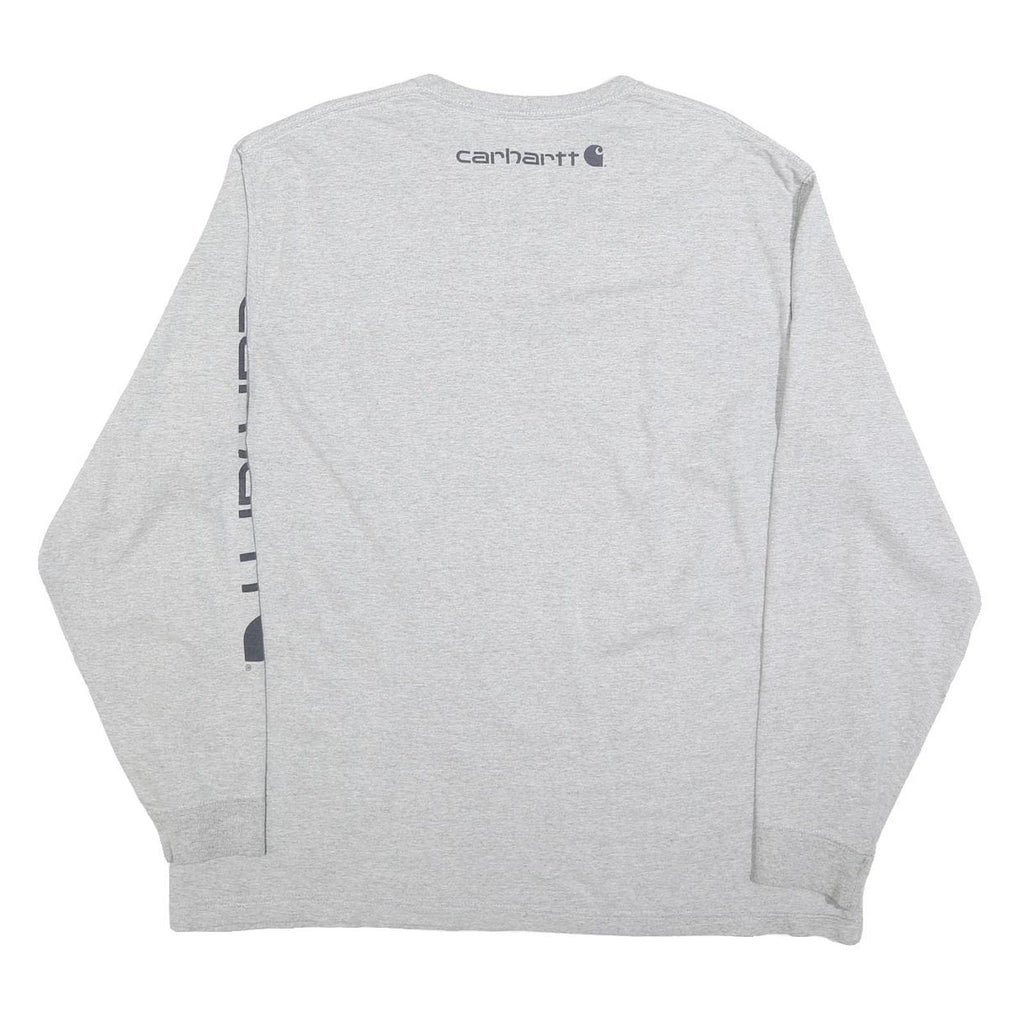 CARHARTT Mens Grey XL Long Sleeve Crew Neck Cotton Logo Print T-Shirt