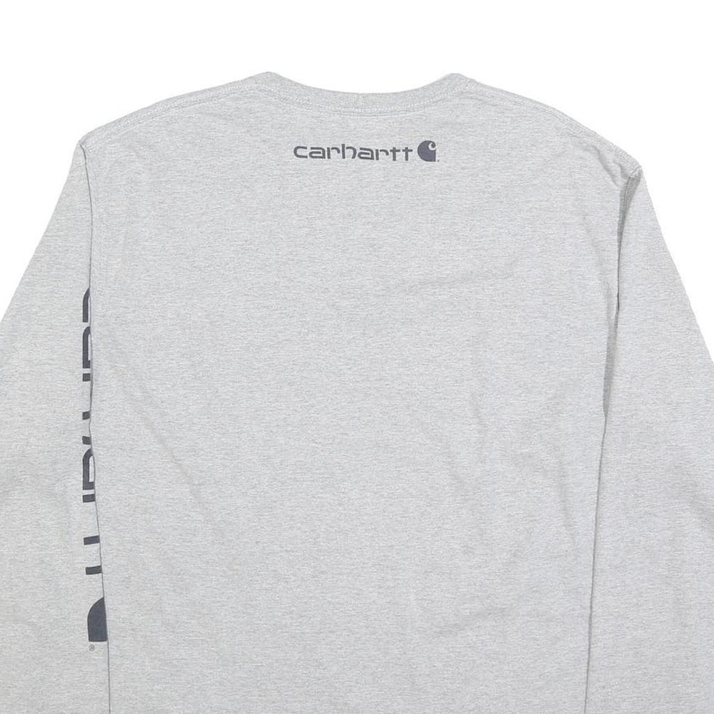 CARHARTT Mens Grey XL Long Sleeve Crew Neck Cotton Logo Print T-Shirt