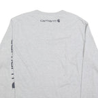 CARHARTT Mens Grey XL Long Sleeve Crew Neck Cotton Logo Print T-Shirt