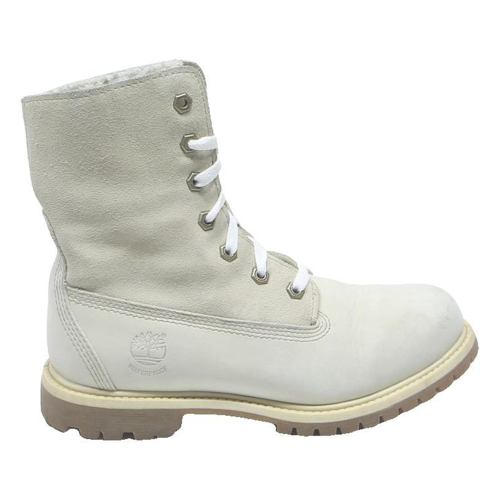 TIMBERLAND Womens Waterproof Lace-Up Leather Boots White UK 6 Winter Footwear