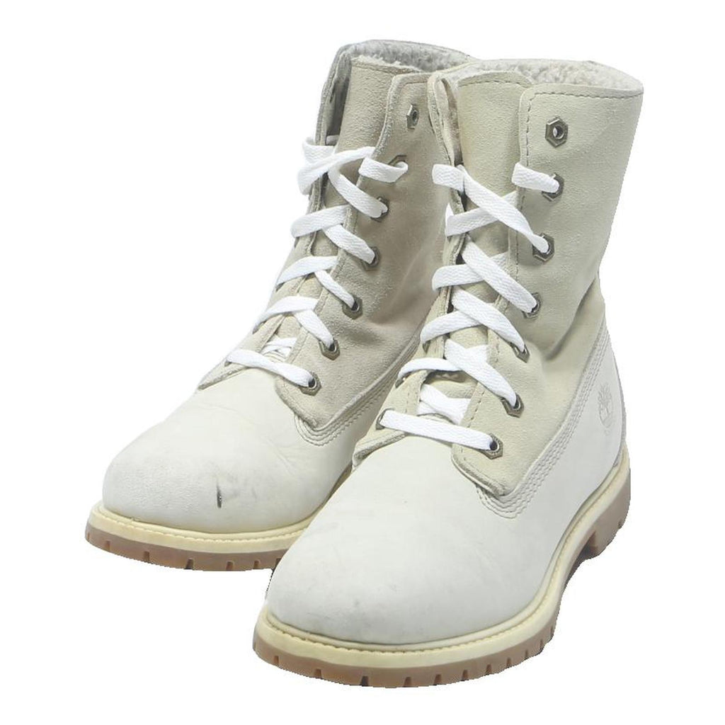 TIMBERLAND Womens Waterproof Lace-Up Leather Boots White UK 6 Winter Footwear