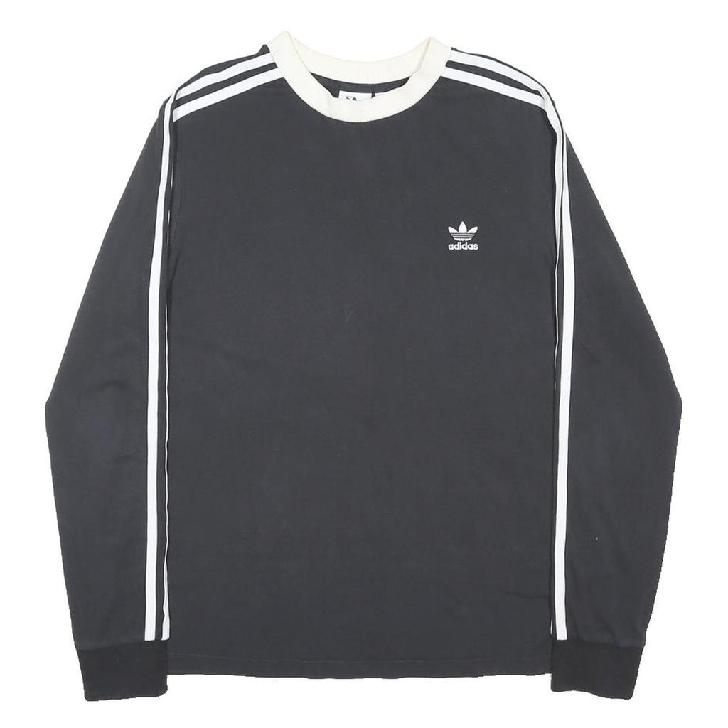 ADIDAS ORIGINALS Womens Black & White Long Sleeve Crew Neck T-Shirt UK 14