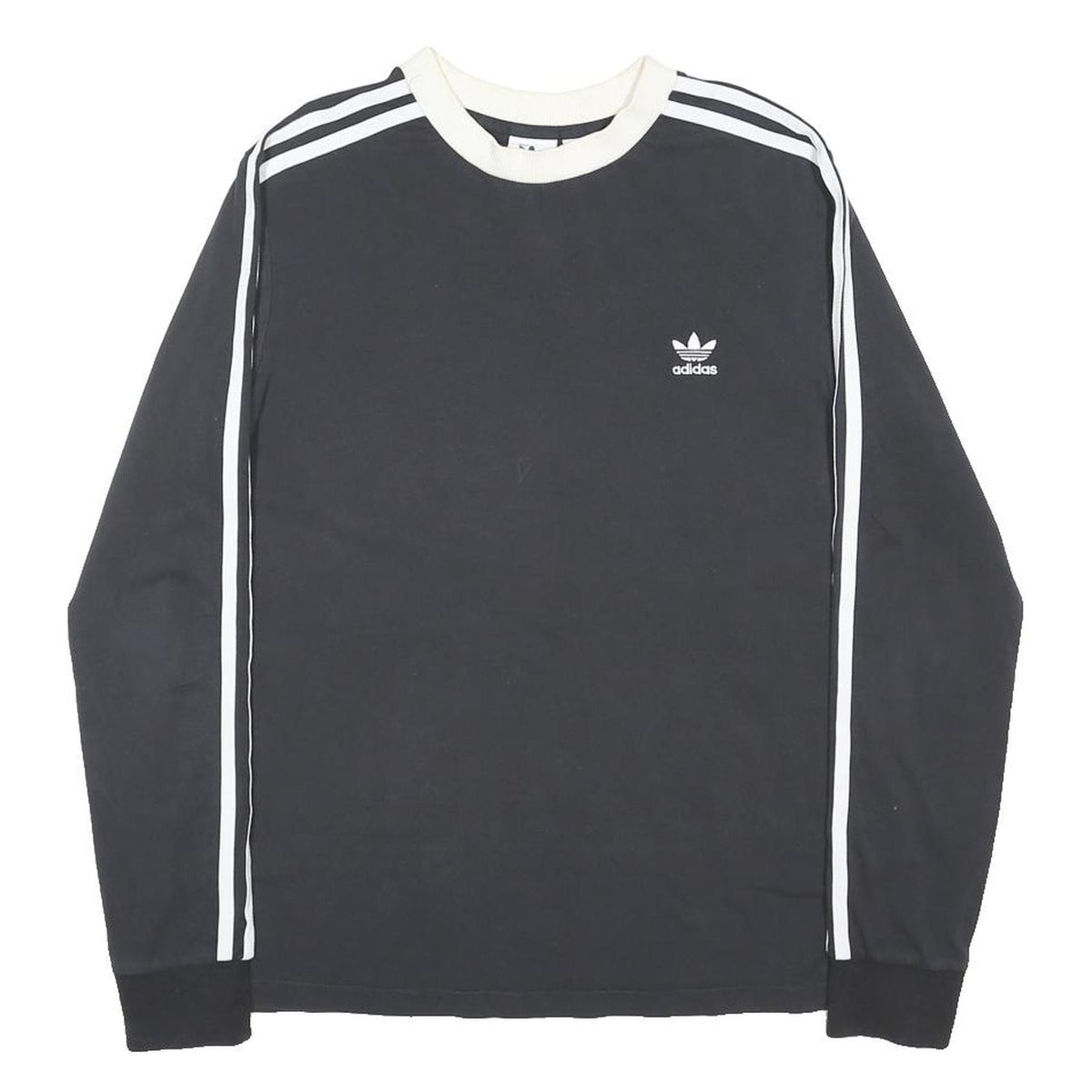 ADIDAS ORIGINALS Womens Black & White Long Sleeve Crew Neck T-Shirt UK 14