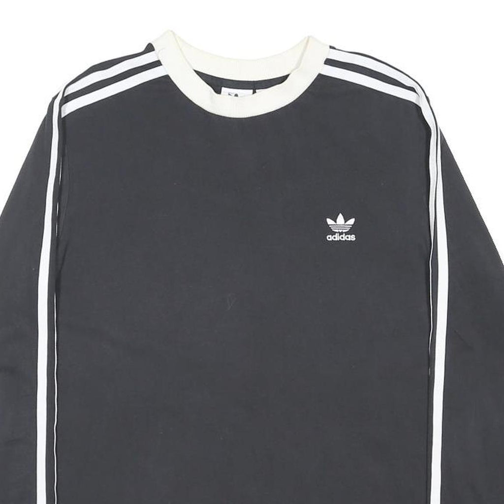 ADIDAS ORIGINALS Womens Black & White Long Sleeve Crew Neck T-Shirt UK 14