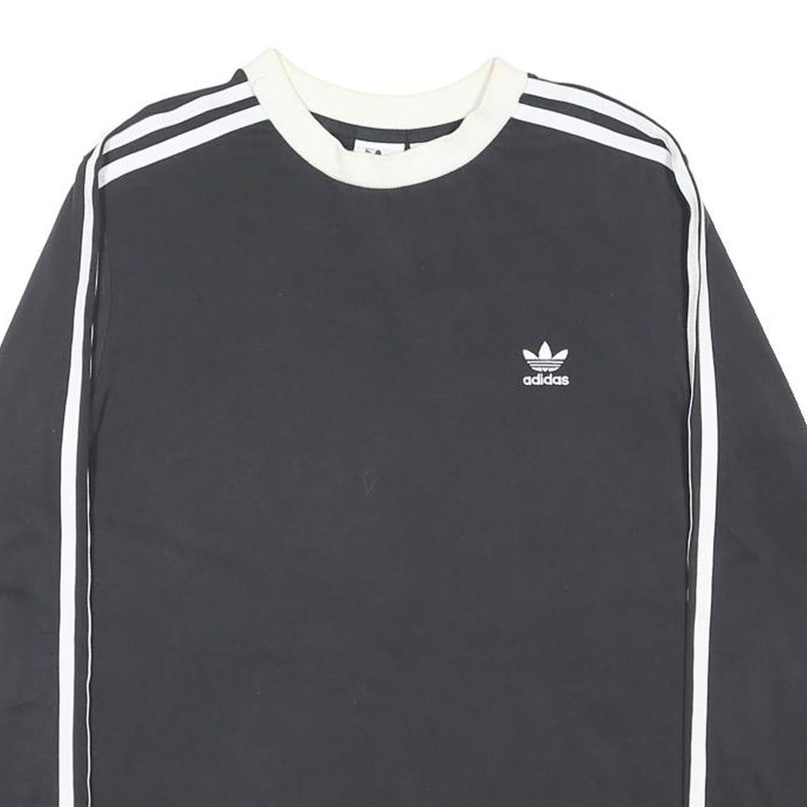 ADIDAS ORIGINALS Womens Black & White Long Sleeve Crew Neck T-Shirt UK 14