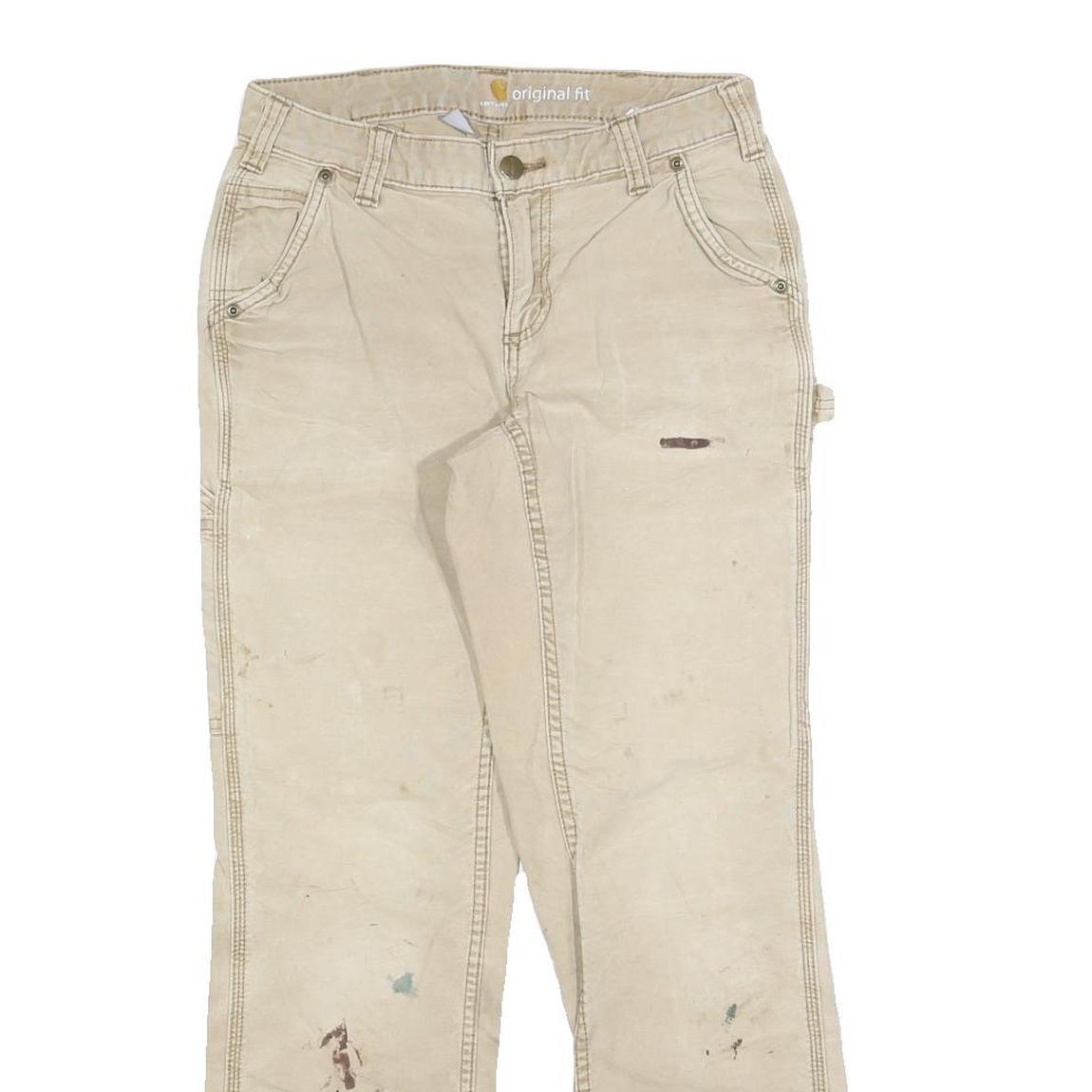 CARHARTT Womens Cotton Blend Beige Regular Straight Trousers W26 L28 Workwear