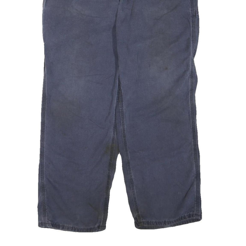 CARHARTT Mens Cotton Blend Blue Regular Straight Trousers W38 L30 Workwear Zip
