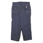 CARHARTT Mens Cotton Blend Blue Regular Straight Trousers W38 L30 Workwear Zip