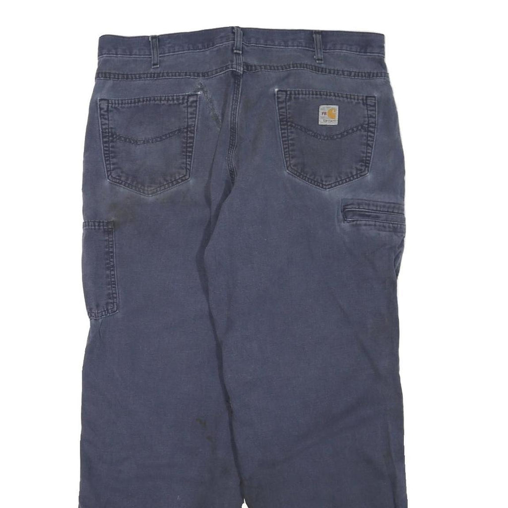 CARHARTT Mens Cotton Blend Blue Regular Straight Trousers W38 L30 Workwear Zip