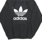 ADIDAS Womens Black Hoodie UK 10 Cotton Blend Pullover Casual Sportswear
