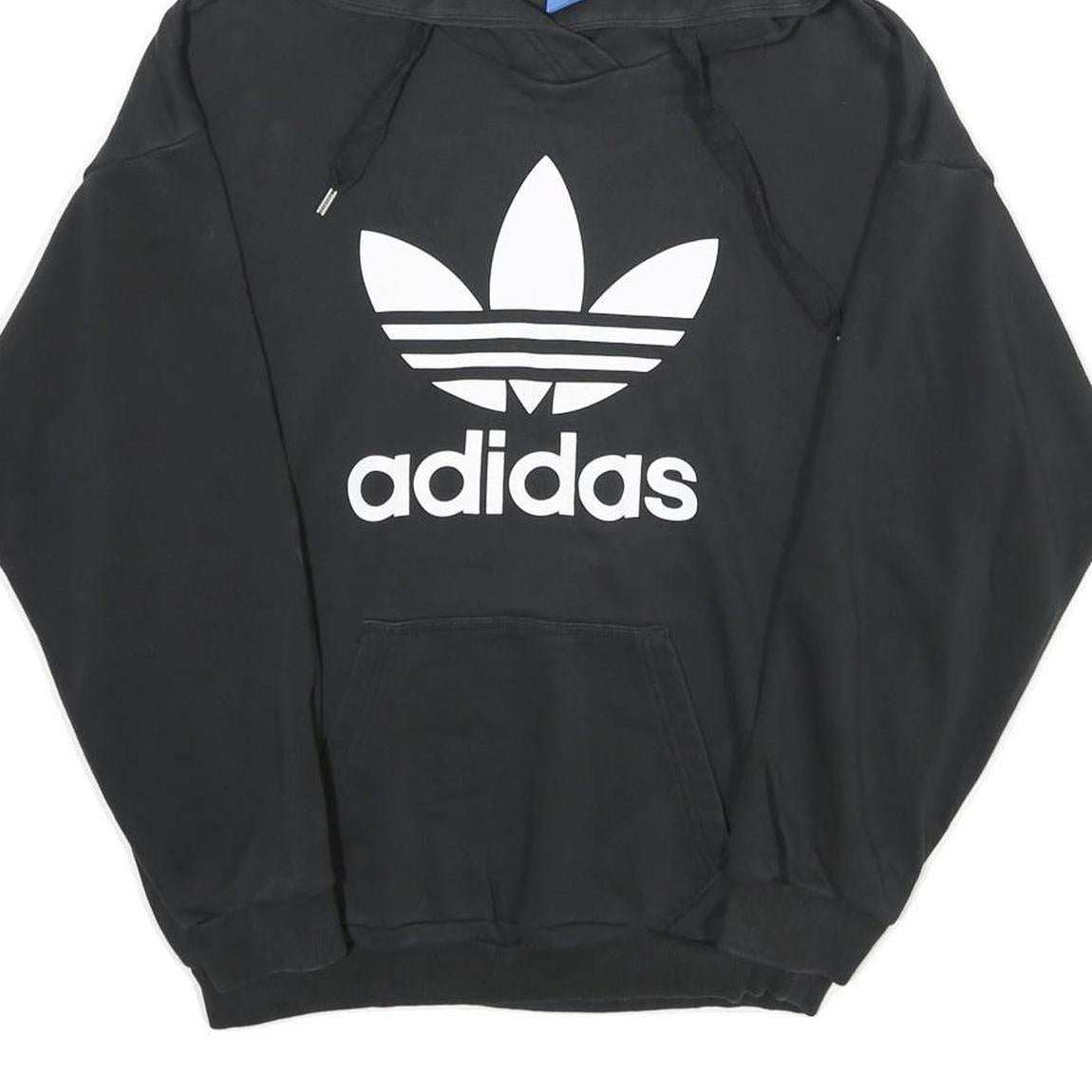 ADIDAS Womens Black Hoodie UK 10 Cotton Blend Pullover Casual Sportswear