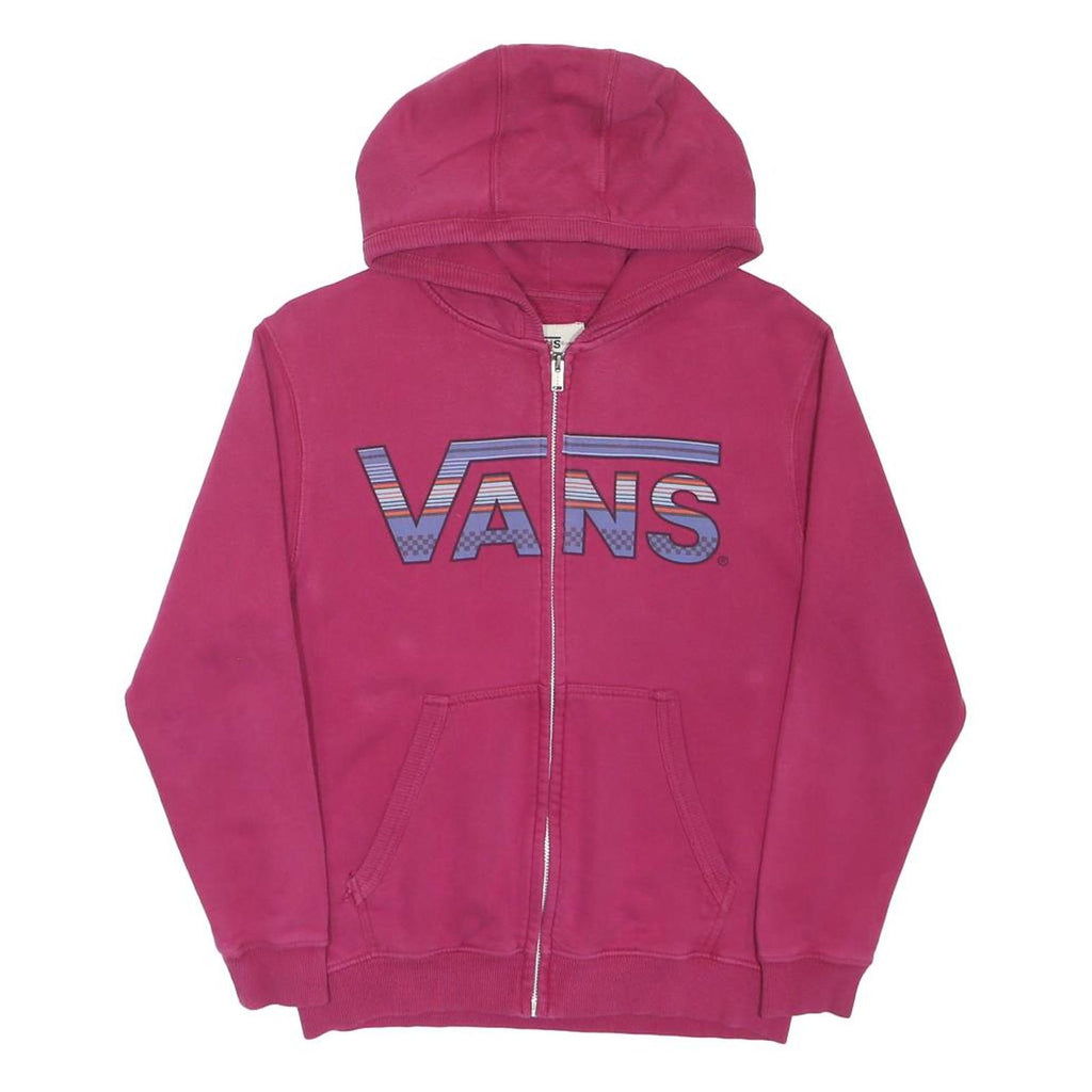 VANS Womens Pink Zip Up Hoodie M Cotton Blend Casual Sweatshirt