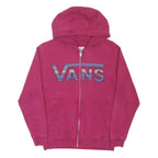 VANS Womens Pink Zip Up Hoodie M Cotton Blend Casual Sweatshirt
