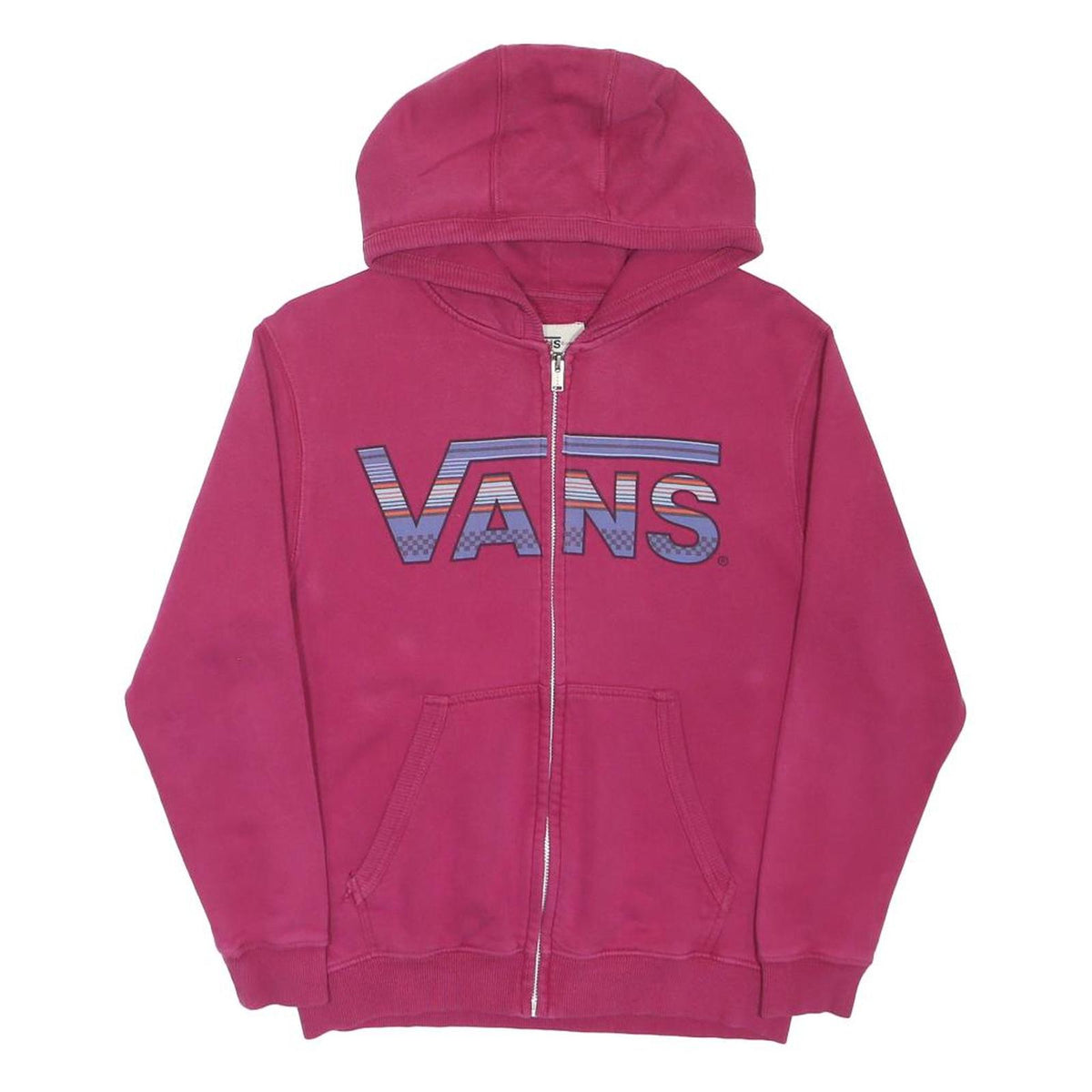 VANS Womens Pink Zip Up Hoodie M Cotton Blend Casual Sweatshirt
