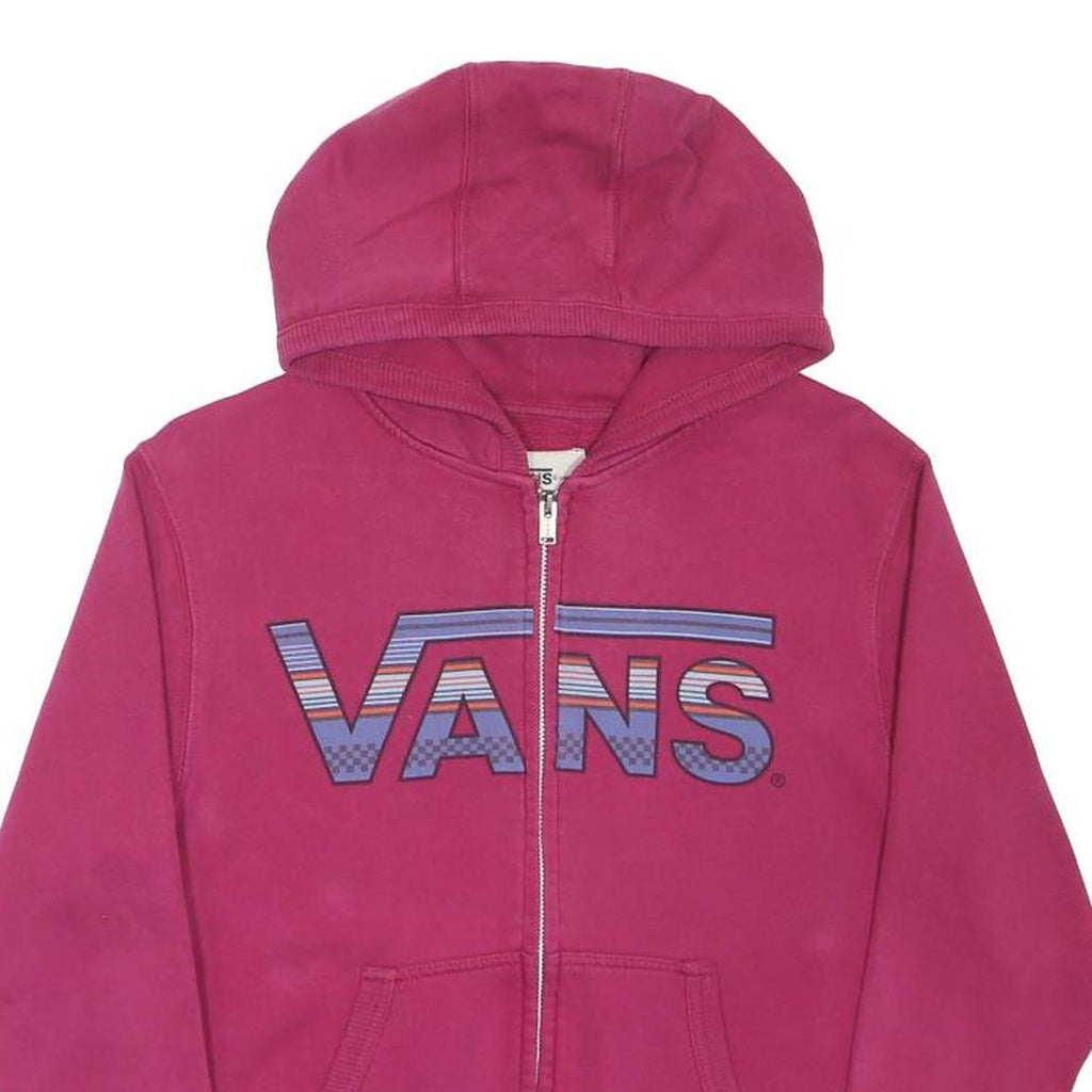 VANS Womens Pink Zip Up Hoodie M Cotton Blend Casual Sweatshirt