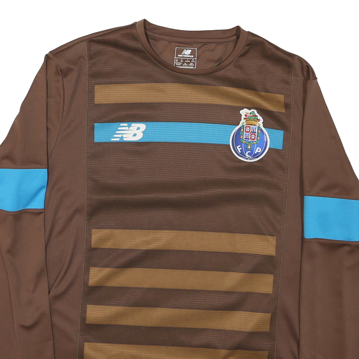 NEW BALANCE Mens Brown & Blue Graphic T-Shirt L Long Sleeve Crew Neck Sportswear