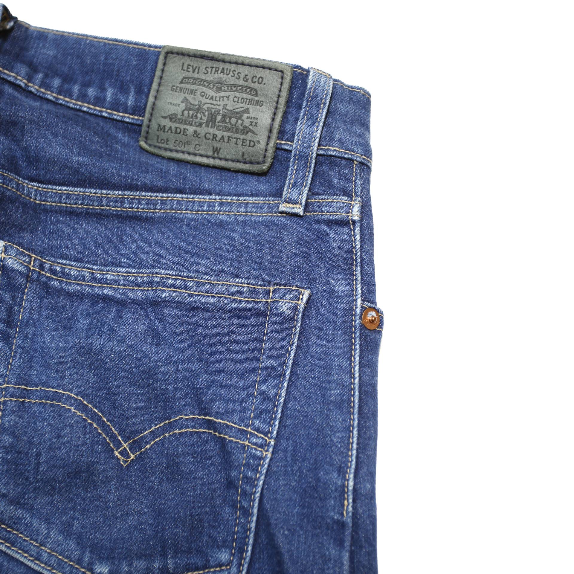 LEVI'S 501C MADE & CRAFTED Womens Jeans Blue Regular Straight Denim Medium W28