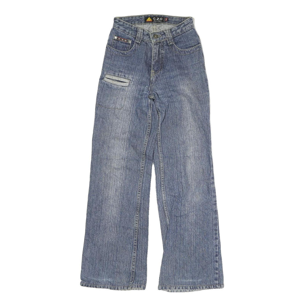 CZG Womens Regular Fit Wide-Leg Denim Jeans Cotton Blend W22 L27 Patchwork