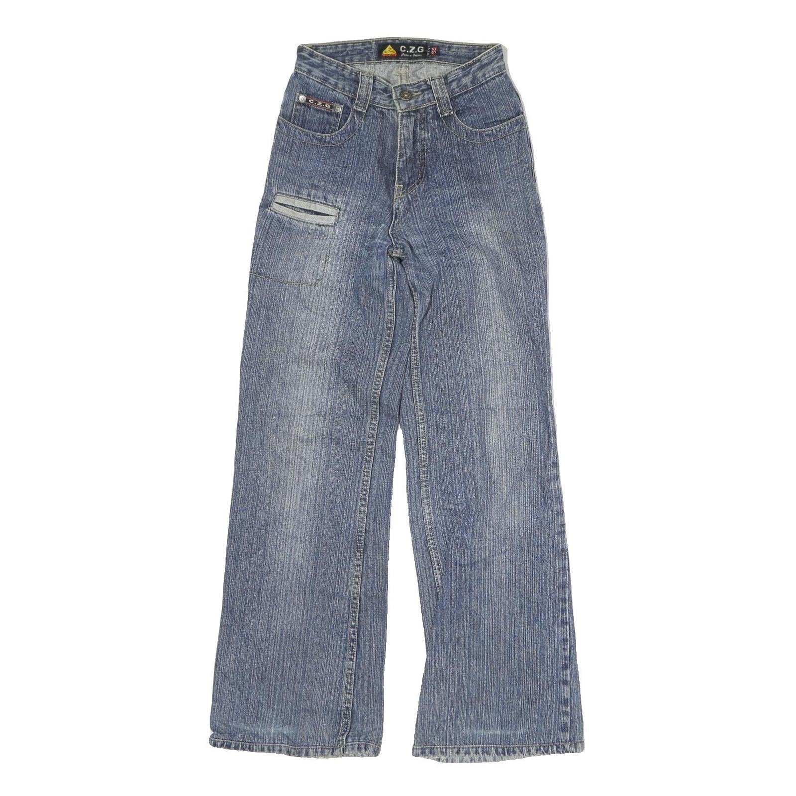 CZG Womens Regular Fit Wide-Leg Denim Jeans Cotton Blend W22 L27 Patchwork