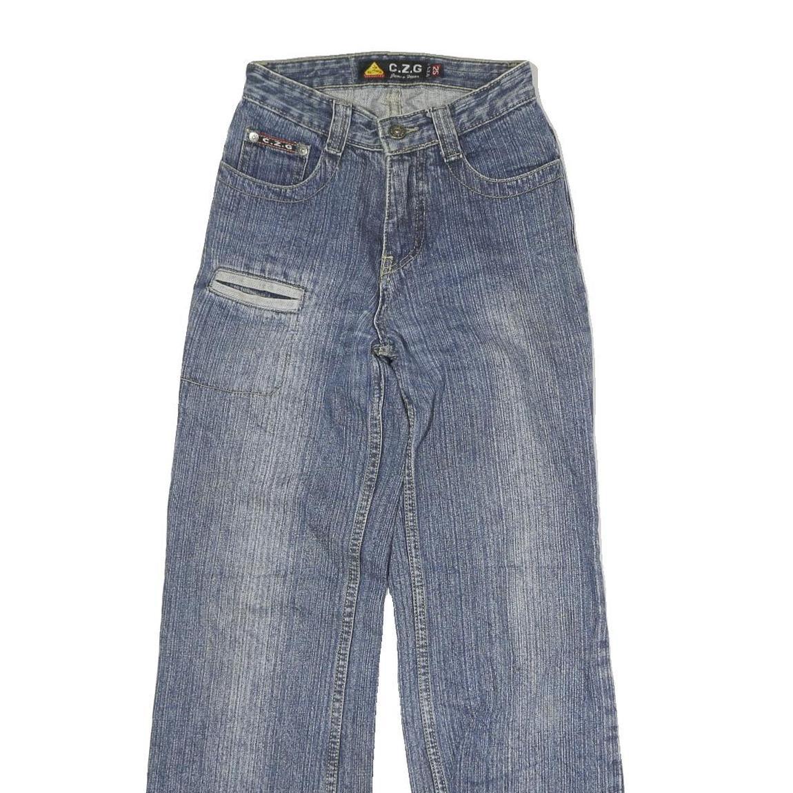 CZG Womens Regular Fit Wide-Leg Denim Jeans Cotton Blend W22 L27 Patchwork