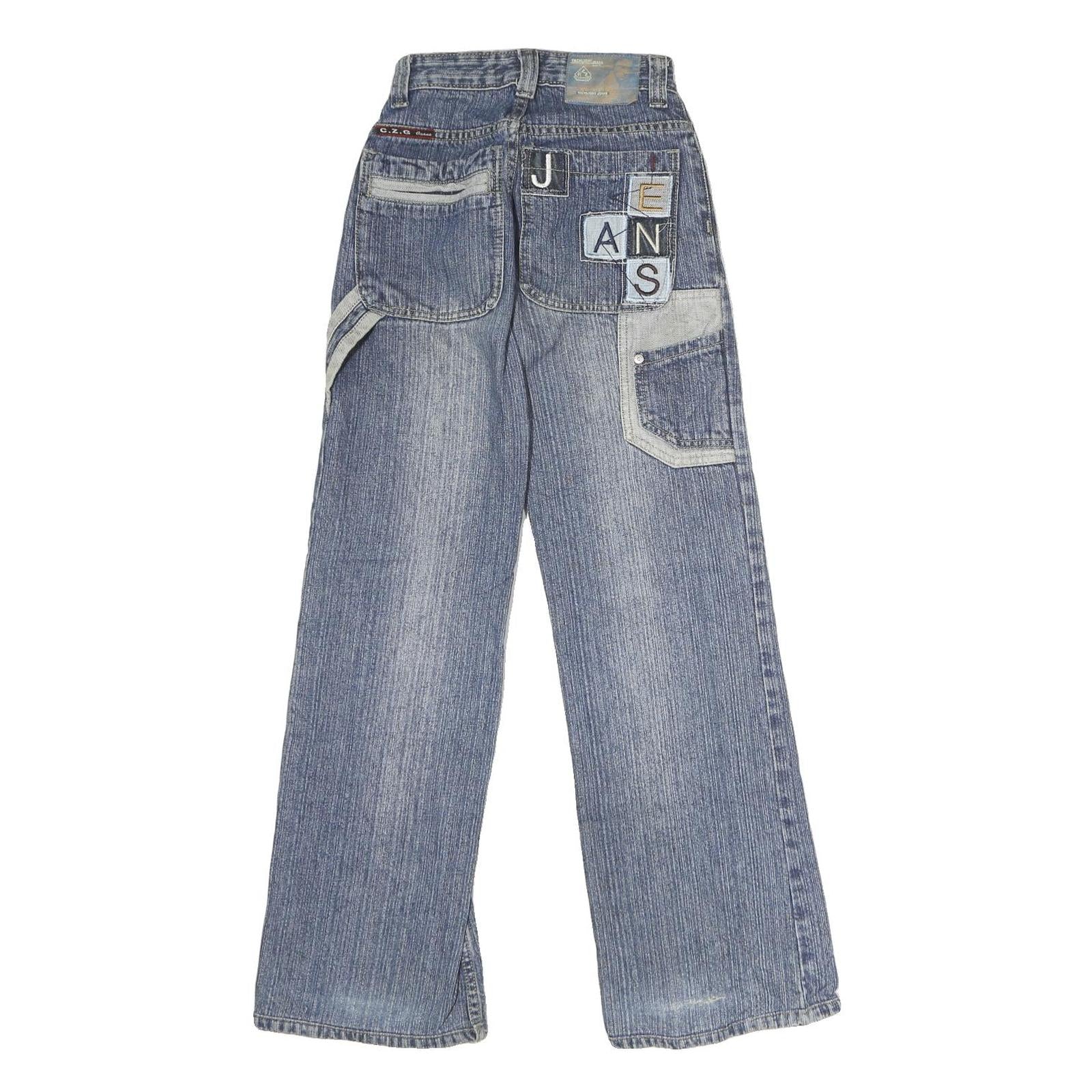 CZG Womens Regular Fit Wide-Leg Denim Jeans Cotton Blend W22 L27 Patchwork