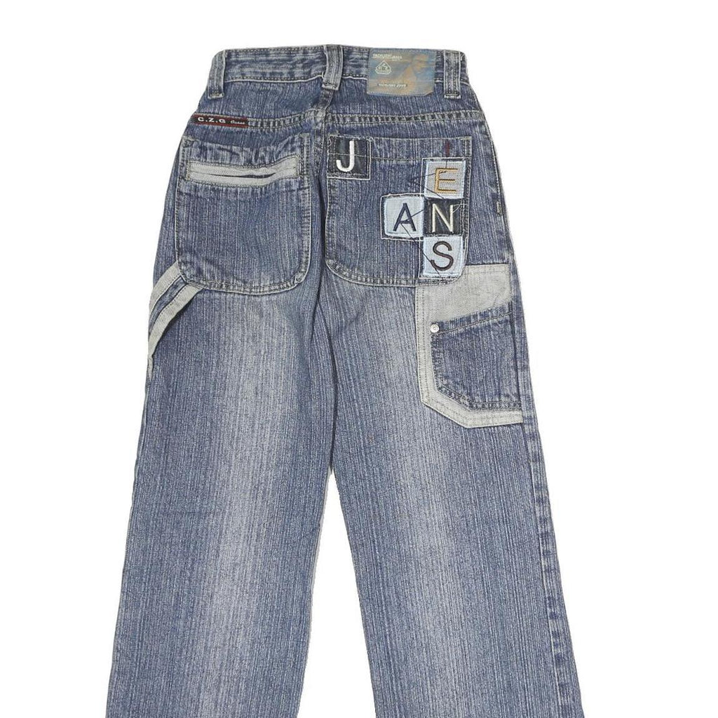 CZG Womens Regular Fit Wide-Leg Denim Jeans Cotton Blend W22 L27 Patchwork