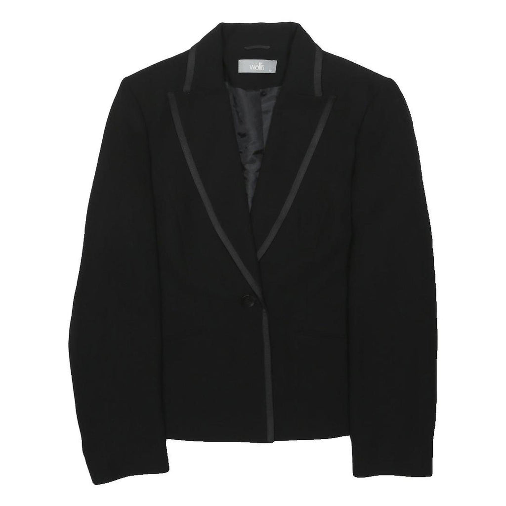 WALLIS Womens Black Jacket UK 12 Polyester Button Closure Classic Tailored