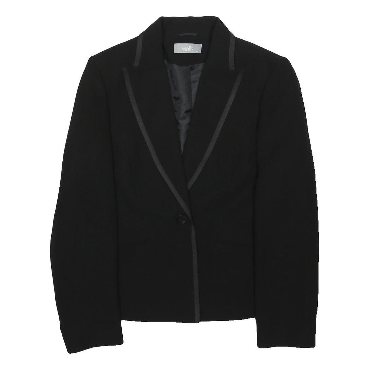 WALLIS Womens Black Jacket UK 12 Polyester Button Closure Classic Tailored