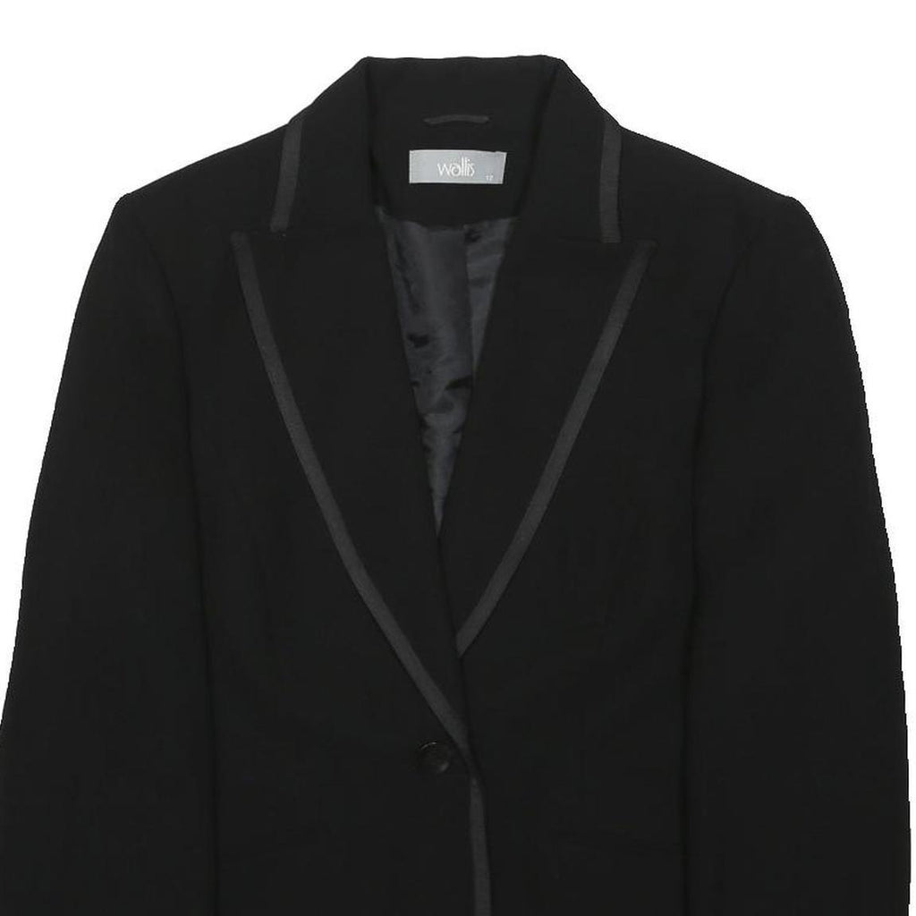 WALLIS Womens Black Jacket UK 12 Polyester Button Closure Classic Tailored