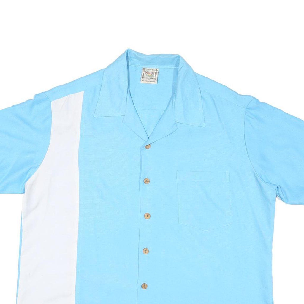 MAUI Mens Blue & White Cotton Blend Shirt XL Casual Button Front Summer Style