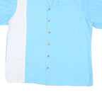 MAUI Mens Blue & White Cotton Blend Shirt XL Casual Button Front Summer Style