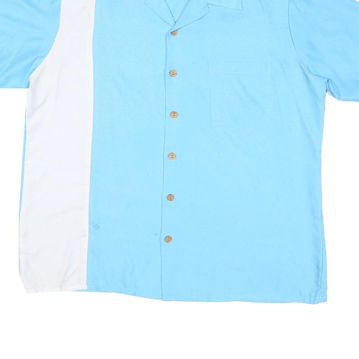 MAUI Mens Blue & White Cotton Blend Shirt XL Casual Button Front Summer Style