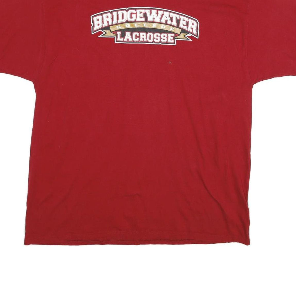 CHAMPION Mens Red Bridgewater College Lacrosse Graphic T-Shirt 2XL Short Sleeve