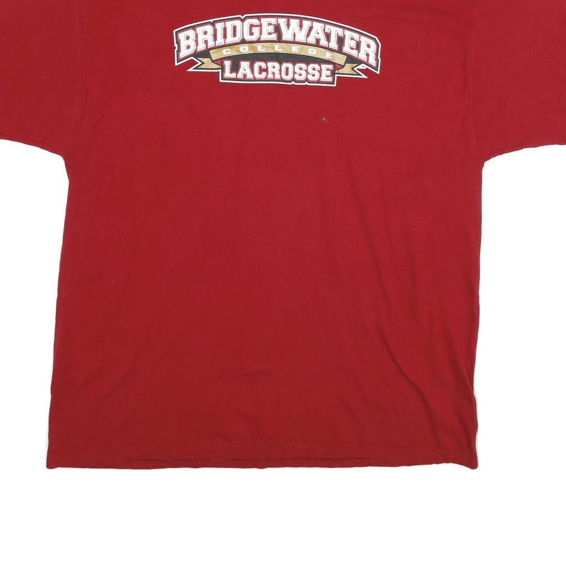 CHAMPION Mens Red Bridgewater College Lacrosse Graphic T-Shirt 2XL Short Sleeve