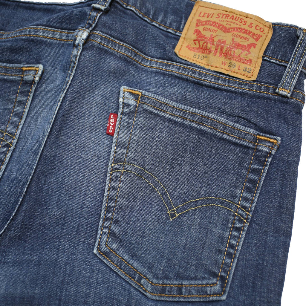 LEVI'S 510 Mens Jeans Blue Slim Skinny Denim Medium W28 L32 Stretch Cotton Blend