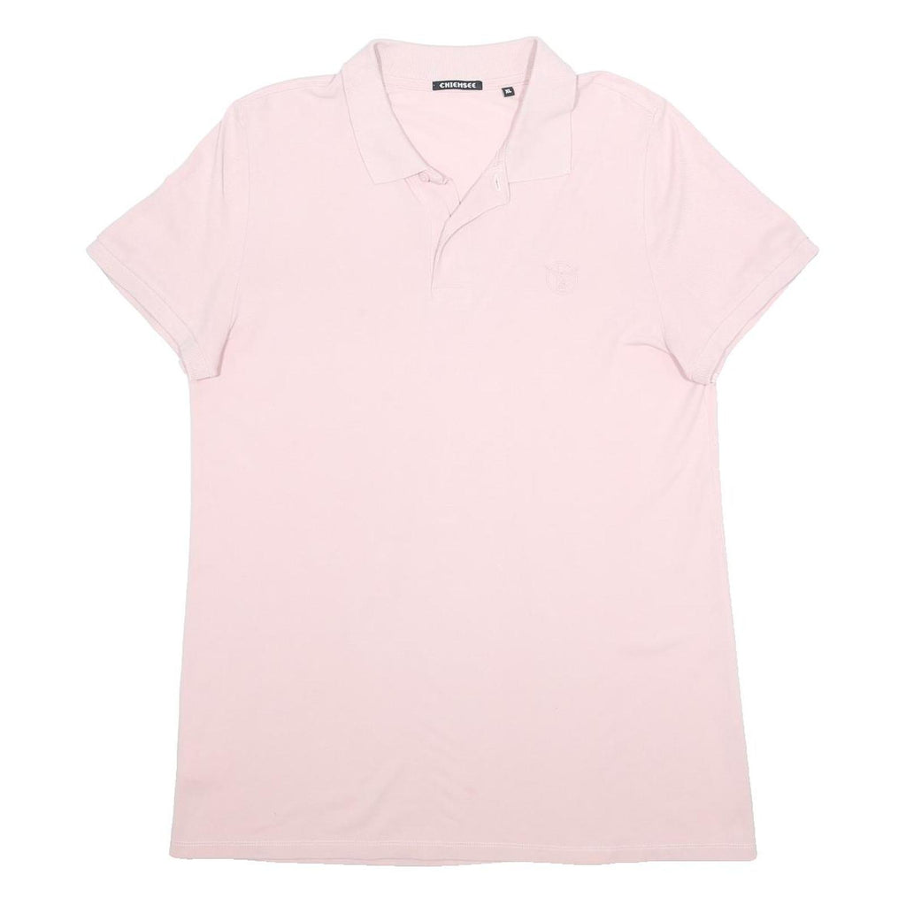 CHIEMSEE Mens Pink Short Sleeve Plain Polo Shirt XL Casual Cotton Top
