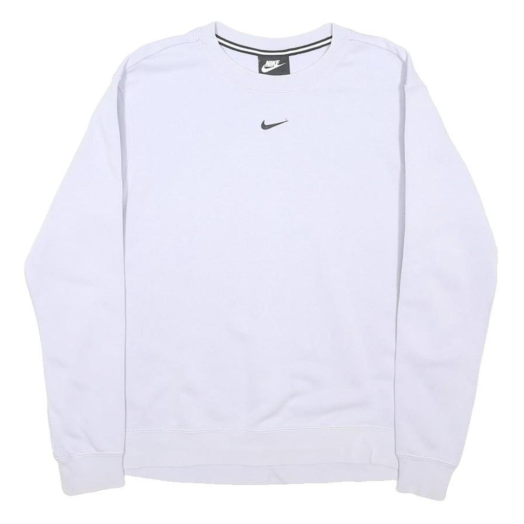 NIKE Womens White & Black Logo Tape Crew Neck XS Sweatshirt Casual Sportswear